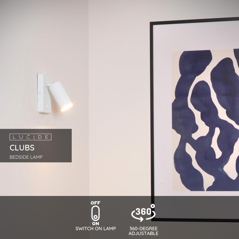 Lucide CLUBS - Nástenné bodové svietidlo - 1xGU10 - Biele